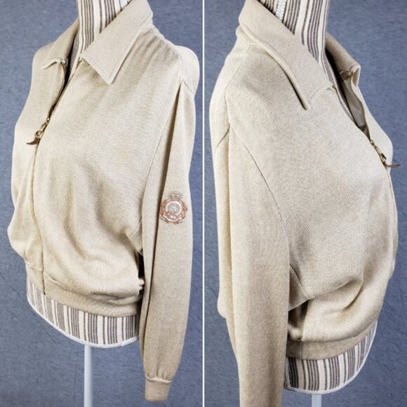 Vintage ST. JOHN Sport Santana Knit Blazer Jacket Crest Full Zip size M Cream - Picture 6 of 16